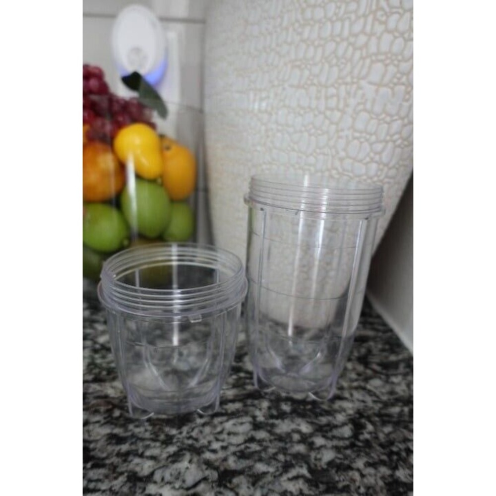 Replacement plastic cups handheld blender small large clear screw on- set of 2‎